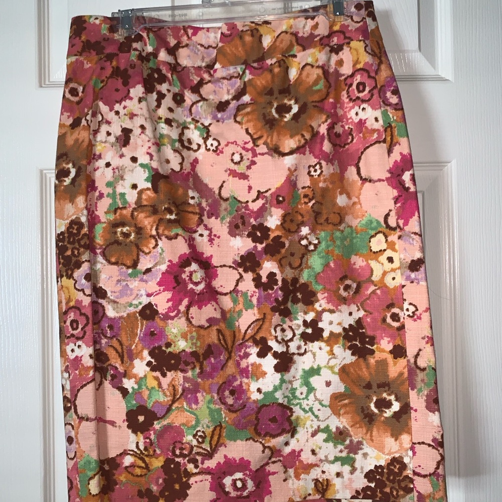J. Crew Floral Pencil Skirt - Pink, Brown, Green